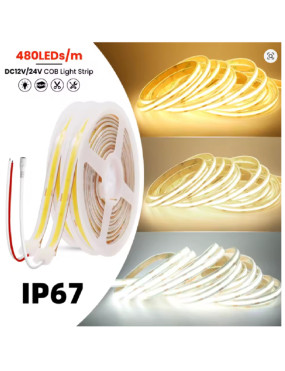 Bandă LED COB 24V, 480 LED/M, 12W/M, IP67 – Lumină Continua